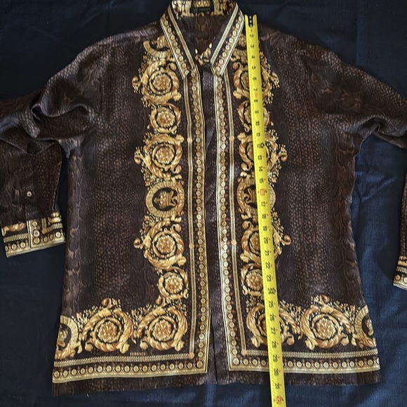Versace Brown and Gold Silk Shirt - Picture 12 of 13